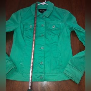 Women’s Sz M Green GUESS denim jean jacket